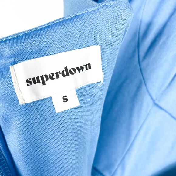 Superdown Lisette Drape Midi Dress Blue Pleated Asymmetrical Sleeveless‎ Sz S - Picture 9 of 10